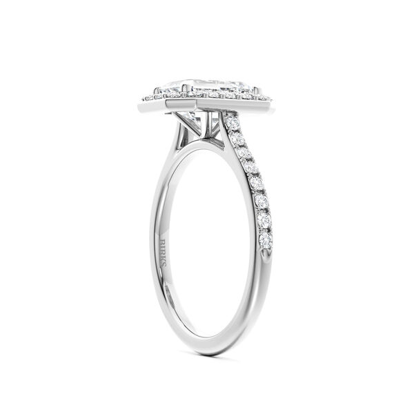Cushion-Cut Diamond Engagement Ring with Halo and Pav&eacute; Band